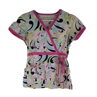 Koi By Kathy Peterson Women's XS Multicolor Short Sleeve Pocketed Scrub Top - Image 1 of 4