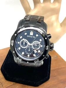 Invicta Men's Watch 0076 Pro Diver Quartz Chronograph Black Stainless Steel - Imagen 1 de 14