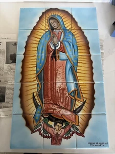 22x13” CERAMIC TILE MURAL Mexican Talavera Mosaic Virgen de Guadalupe - Picture 1 of 19