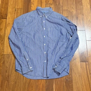 Camicia uomo American Eagle blu a righe con bottoni taglia L manica lunga - Foto 1 di 6