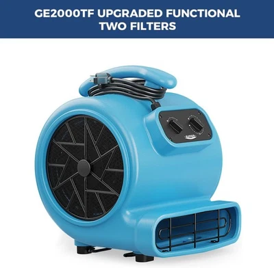 ALORAIR GE2000TF 2000 CFM 1/3 HP Air Mover Carpet Dryer Blower Floor Fan w/Timer - Image 1 of 4