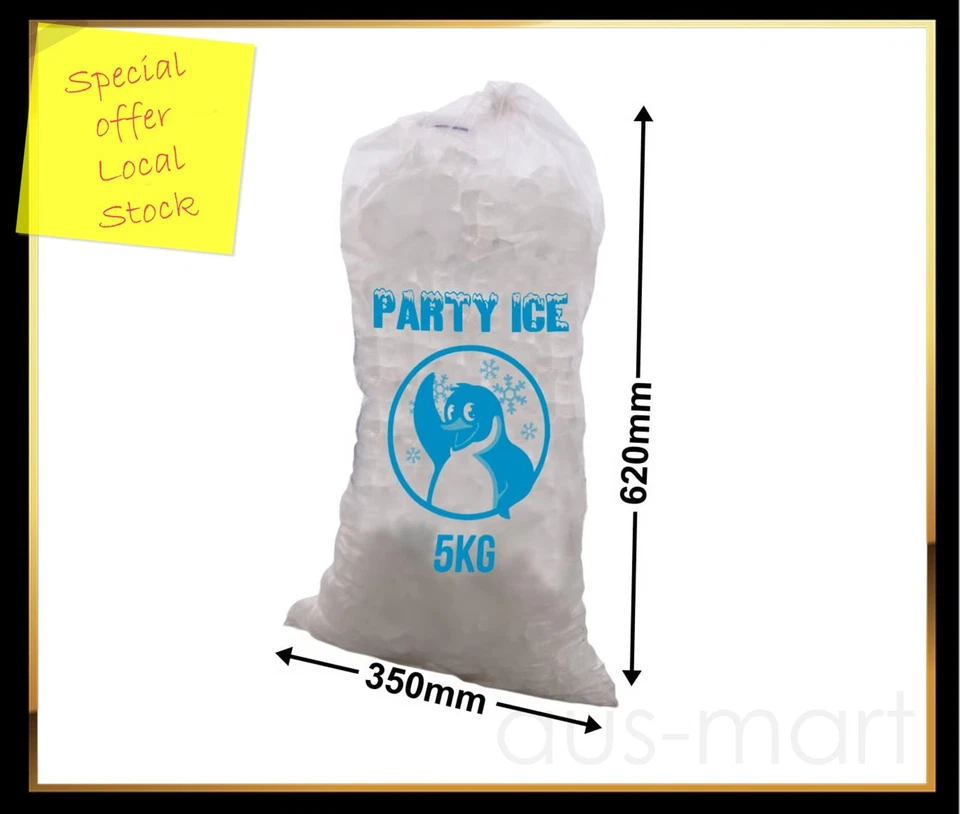 1000 x Clear 5Kg Party Plastic Freezer Ice Bag 50µm 350mm (W) x 620mm (L) - image 1 of 1