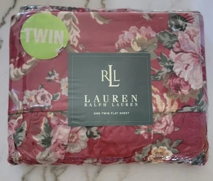NOS Vintage Lauren Ralph Lauren "Marseilles"  Flat Sheet - Red - Twin [#1374] - Picture 1 of 3