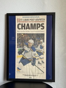 Stanley Cup Finals Champions St Louis Blues 2019 ¡Impresión de periódico enmarcada! - Imagen 1 de 3