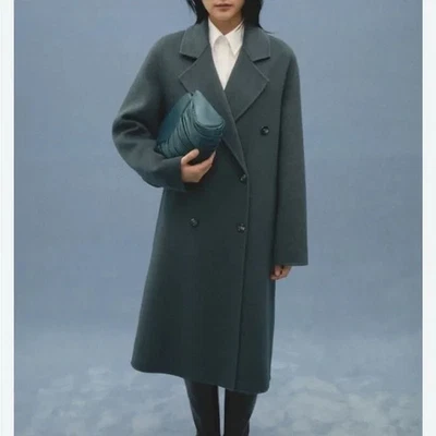 Nuevo Abrigo Cinturón Mujer XXS Mango MNG Hecho a Mano Lana Azul Teal Oscuro Picarol Nuevo con Etiquetas Foto 1 de 4