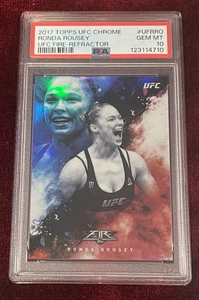 2017 Topps Chrome UFC Fire Fire Up Refractor/99 Ronda Rousey PSA 10 gemas como nuevo - Imagen 1 de 2