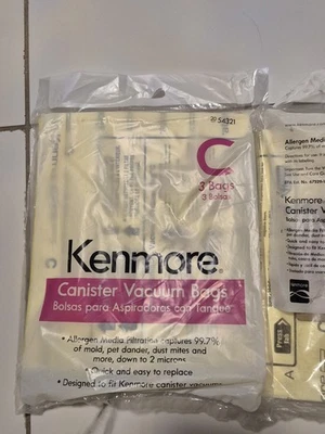 Bolsas de vacío Kenmore C 3 paquetes de 3 bolsas de vacío de bote 54321 filtración de alérgenos Foto 1 de 4