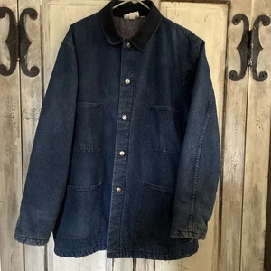 VINTAGE Dickies Jacket Mens 38 Blanket Lined Denim Chore Coat Distressed 90s USA - Picture 1 of 5
