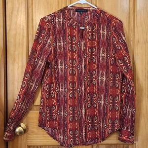 Sanctuary Shirt Women Small Anthropologie Paisley Pullover Classic Office Preppy - Picture 1 of 8