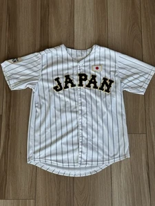 Shohei Ohtani Japan maglia da baseball bianca gessato con bottoni samurai #16 media - Foto 1 di 8