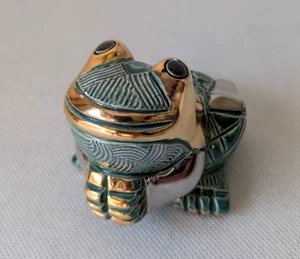 Vintage DeRosa Artesania Rinconada Frog Figurine Gold & Platinum Trim - Picture 1 of 7