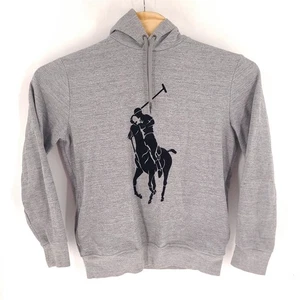 Polo Ralph Lauren Hoodie Mens Medium Gray Big Pony Hooded Sweater - Picture 1 of 11