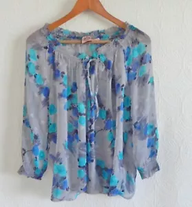 Túnica/Blusa Juicy Couture Seda Gasa Raglán, Manga 3/4 Volantes Borde Talla S - Imagen 1 de 11