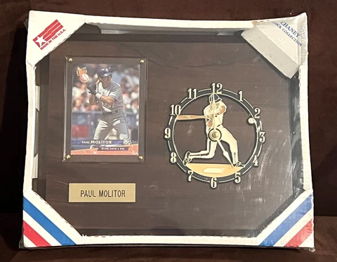 Baseball Card Paul Molitor Wall Clock Blue Jays Made in USA UNOPENED Vintage 90s Cover