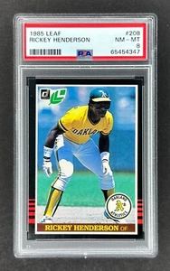 1985 Leaf #208 Rickey Henderson (Oakland A's)   PSA 8 NM/MT    NEW SLAB!    HOF! - Bild 1 von 2