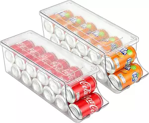 2 Pcs Soda Can Fridge Dispenser Organizer, Clear Plastic Storage Drawer Organize - Picture 1 of 12