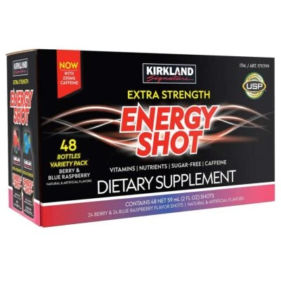 Kirkland Signature Extra Strength Energy Shot Variety, 2 Ounce Bottle (48 Count) - Image 1 of 4