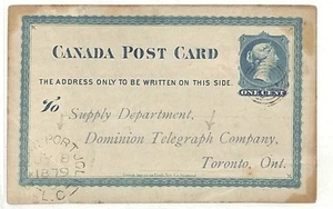 CANADA DOMINION TELEGRAPH CO. Stationery Card *St.Jean-Port-Joli* CDS 1879 AC81 - Picture 1 of 2