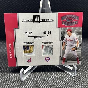 2004 DONRUSS THROWBACK THREADS PLAYER DUAL PATCH INDIANS PHILLIES JIM THOME /25