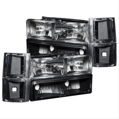 ANZO Crystal Headlights Black w/ Signal & Side Marker Lights For 95-99 Tahoe  - Image 1 of 3