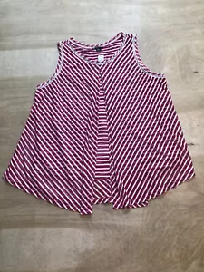New Directions Top Women Size PXL Petite Pink Striped Sleeveless Split Back NWT - Picture 1 of 12