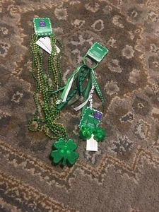 Claire's St Patricks Day Light up earrings necklace hair tie Green Shamrock - Picture 1 of 6