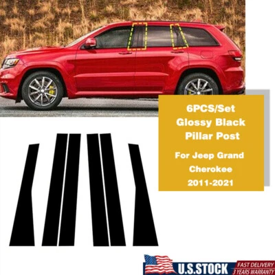 For Jeep Grand Cherokee 2011-2021 Glossy Black Pillar Posts Door Window Cover Foto 1 de 4