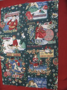 New Green Christmas Material with Vintage Christmas Scences - Picture 1 of 6