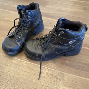 Harley Davidson Boots Womens 6.5 Biker Moto Booties Black Leather Ankle - Picture 1 of 11