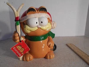 Enesco Garfield Cat ceramic Snow Skier Skiing Coin Bank Figure 1978 w/ Tag - Picture 1 of 10