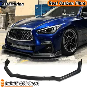 For Infiniti Q50 Sport Sedan 2018-23 REAL CARBON FIBER Front Bumper Lip Spoiler - Bild 1 von 11