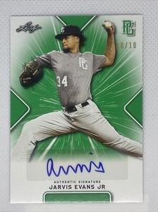 2021 LEAF PERFECT GAME AUTO JARVIS EVANS JR  GREEN PAPER 10/10