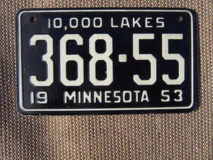 1953 Minnesota Wheaties Miniature Cereal Bicycle License Plate 368-55 - Picture 1 of 2