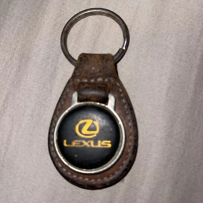 Vintage LEXUS GENUINE BROWN LEATHER KEY FOB CHAIN RING Automotive CAR TRUCK - Image 1 of 4