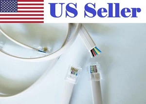 RJ25 RJ12 RJ11 cable DSL Modem Fax telephone 6 pin 6p6c white Ivory  26AWG - Picture 1 of 6
