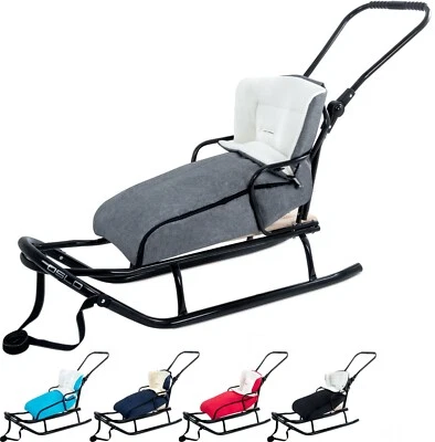 Luge Gagadumi OSLO en Métal avec Dossier, Barre de Poussée et Chancelière d’Hive