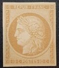 FRANCE 1850 Mint NH Ceres 10 C Bistre Yellow Yvert #1 CV €4800 SIGNED BRUN VF