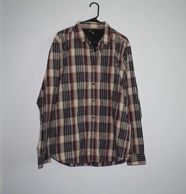 Volcom Shirt Mens XL Blue Burgundy X Factor Plaid Long Sleeve  - Image 1 of 4