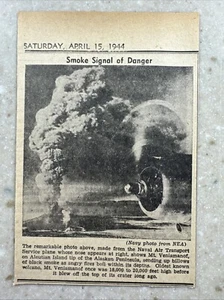 1944 US Navy Transport Plane Photo Article Mt. Veniaminof Alaska Volcano 4/15/44 - Picture 1 of 6