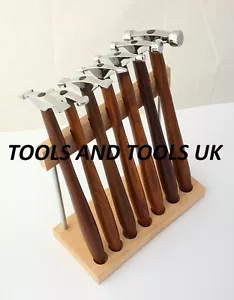 UNIVERSAL HOBBY 7 PIECE JEWELERS HAMMERS SET WITH WOODEN HANDLE+ STAND - Picture 1 of 12