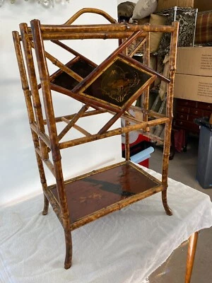 Antiguo soporte/soporte de cargador de bambú victoriano inglés del siglo XIX para tortuga Foto 1 de 4