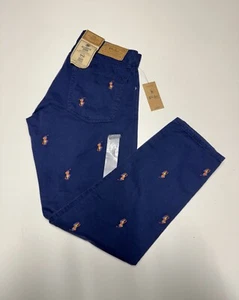 Polo Ralph Lauren Talla 30 * 30 Sullivan Slim All Over Multi Pony Pantalones Azul Marino Nuevos con Etiquetas - Imagen 1 de 8
