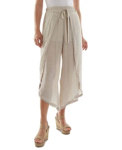 Bcx Juniors' Tie-Front Gauze Cropped Pants, In the color Sand, Size Small - Picture 1 of 2