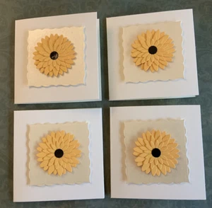 PACK OF 4 Yellow Daisy GREETING CARDS - Picture 1 of 2