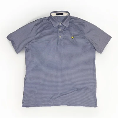Camisa polo de golf Masters Clubhouse Collection para hombre L a rayas azules hecha en Italia Foto 1 de 4