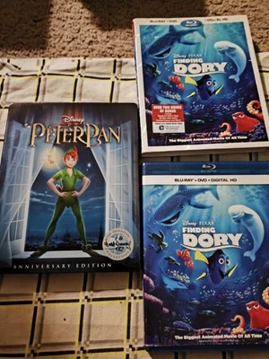 Peter Pan OOP Blu-Ray STEELBOOK+ DVD + FINDING DORY BLU RAY DISNEY RARE BLU RAY  - Image 1 of 4