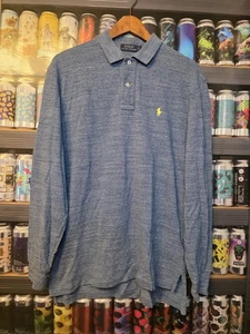 Ralph Lauren Polo Mens Large Long Sleeve Collared Polo Shirt Blue - Picture 1 of 11