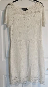 Vestido Lauren Ralph Lauren Marfil/Blanco Tejido Crochet Encaje - Talla Mediana Boho  - Imagen 1 de 10