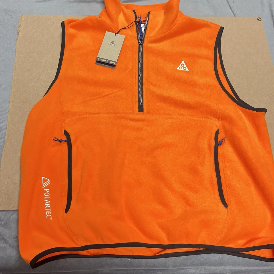 Nike ACG Wolf Tree Vest Polartec Orange Black Men’s Size Medium HJ2468-819