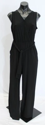 Mono para mujer NY Collection Petite sin mangas con cinturón BL1 negro pequeño Foto 1 de 4